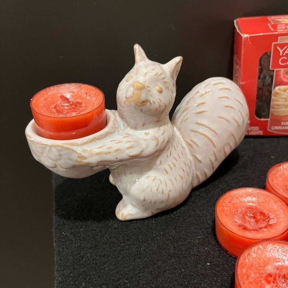 Ceramic Squirrel holder with Sugared Cinnamon Apple tea lights. - Picture 3 of 11